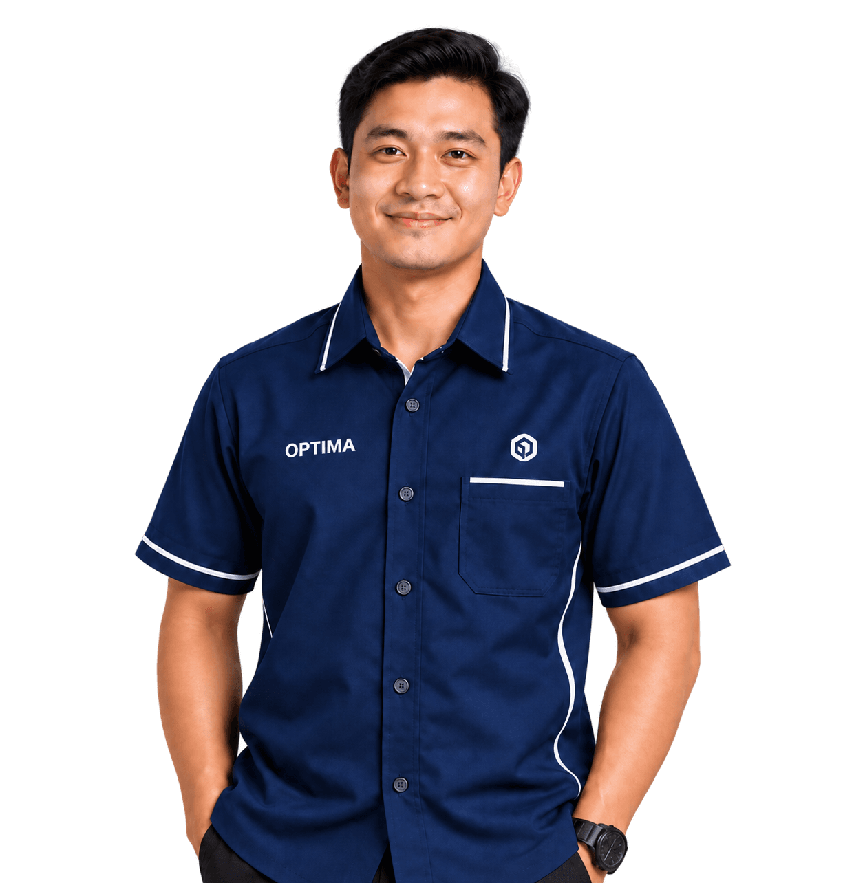 Petugas Cleaning Service OPTIMA berseragam biru